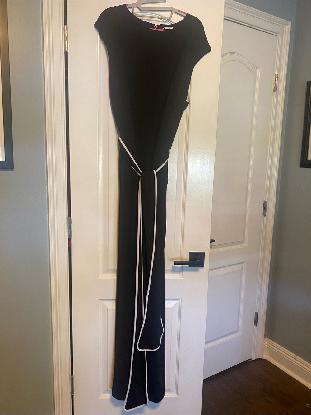 Black Maxi Jumpsuit with White Contrast Trim